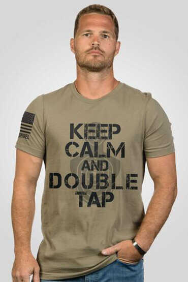 Nine Line Keep Calm and Double Tap Short Sleeve T-Shirt in coyote, front view